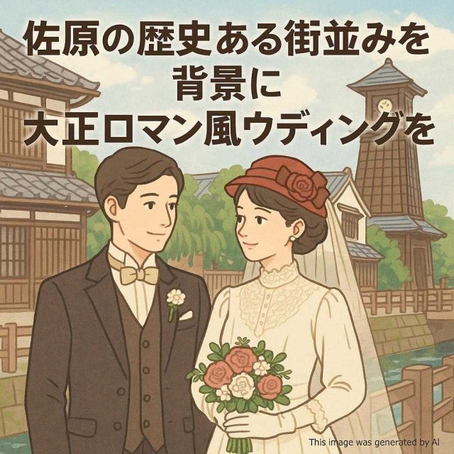 佐原の歴史ある街並みを背景に大正ロマン風ウェディングを