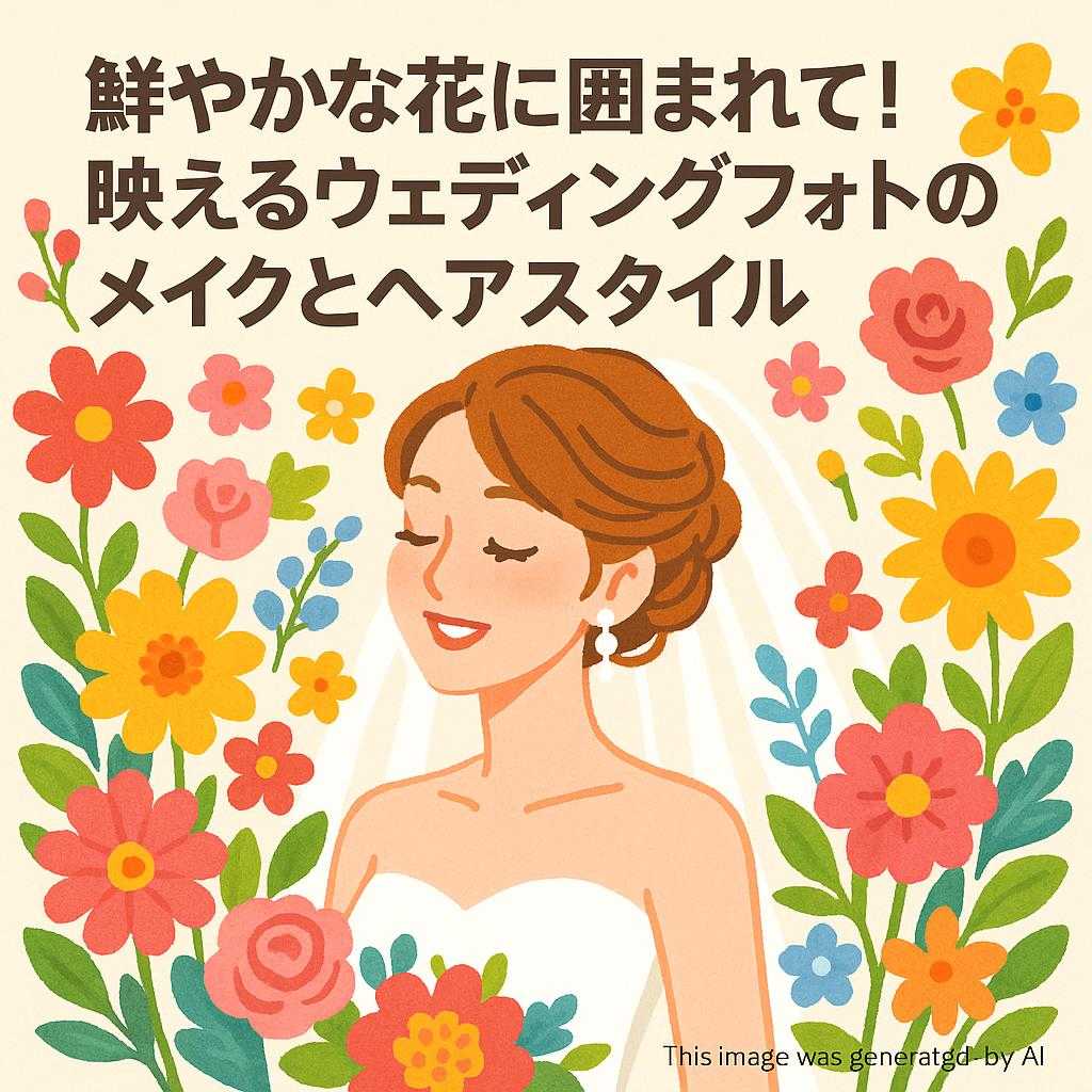 鮮やかな花に囲まれて!映えるウエディングフォトのメイクとヘアスタイル