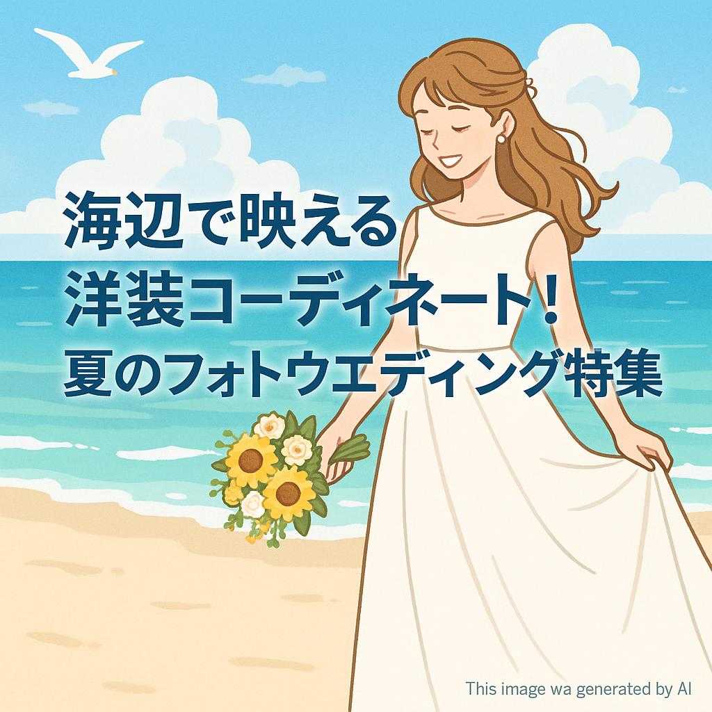 海辺で映える洋装コーディネート!夏のフォトウエディング特集