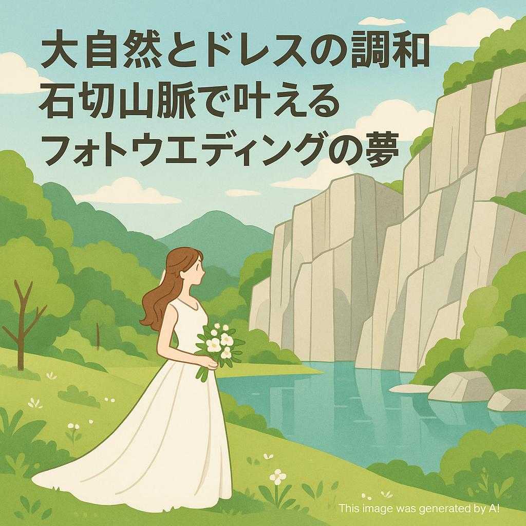 大自然とドレスの調和 石切山脈で叶えるフォトウエディングの夢