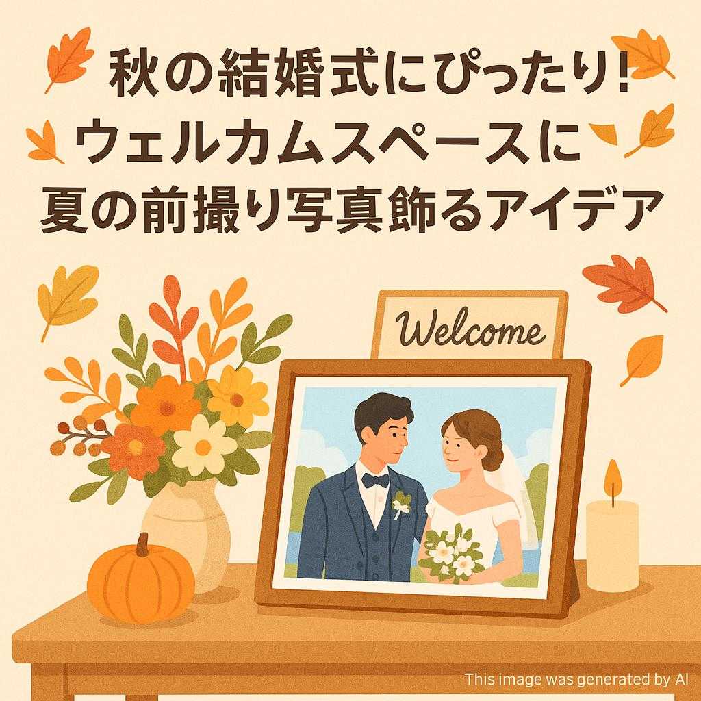 秋の結婚式にぴったり！ウェルカムスペースに夏の前撮り写真を飾るアイデア