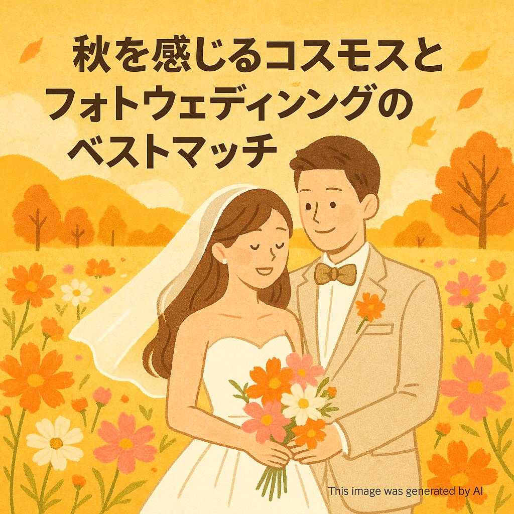 秋を感じるコスモスとフォトウェディングのベストマッチ