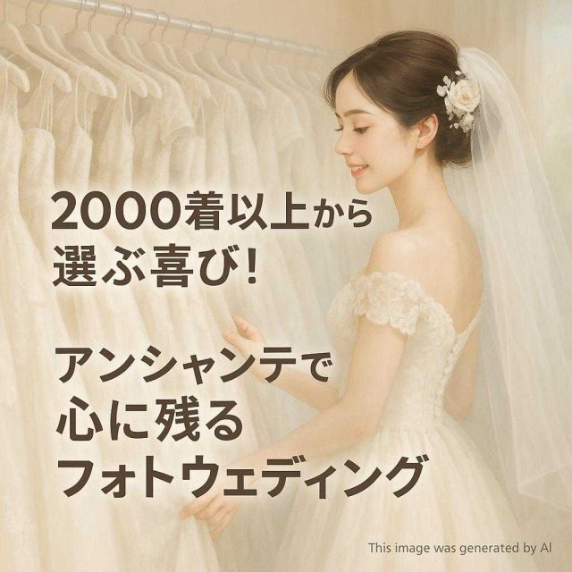 2000着以上から選ぶ喜び！アンシャンテで心に残るフォトウェディング